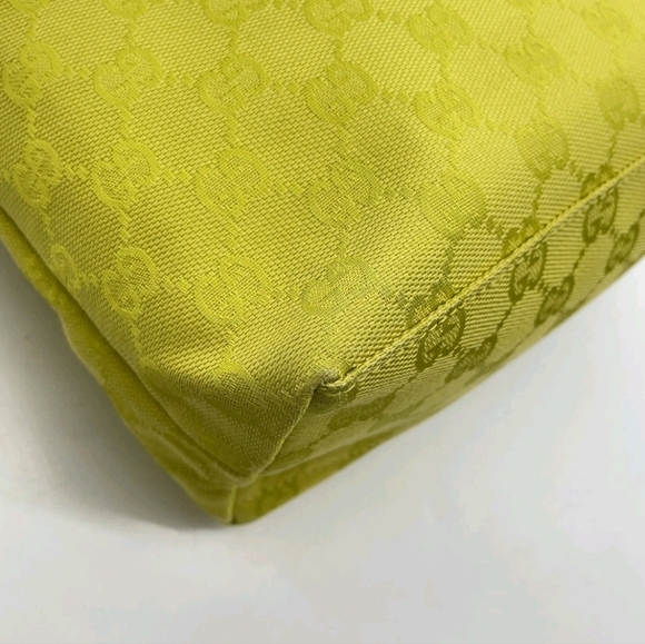 Gucci 🍋 GG Canvas Leather Jackie Yellow Green Shoulder Bag - Picture 10 of 16